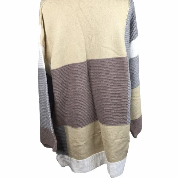 Colorblock Ribbed Open Cardigan Sweater Size Medium NWT - Picture 6 of 11